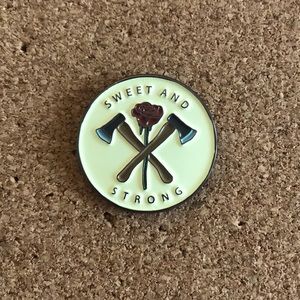 Sweet and Strong Rose and Axes Enamel Pin